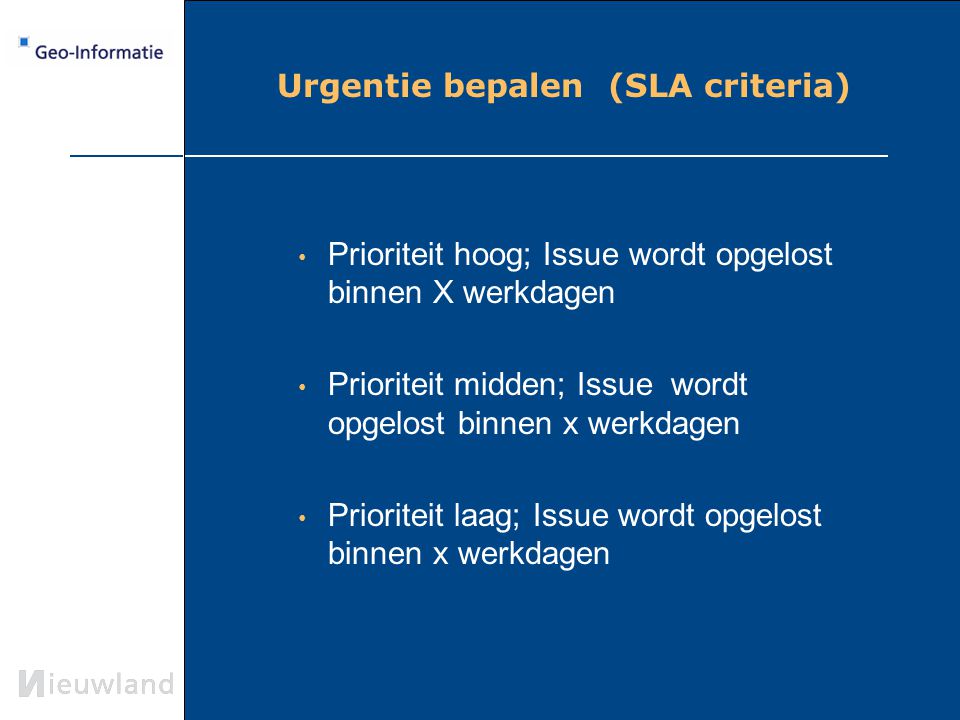 Urgentie bepalen (SLA criteria)