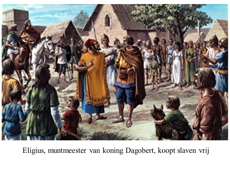 Eligius, muntmeester van koning Dagobert, koopt slaven vrij