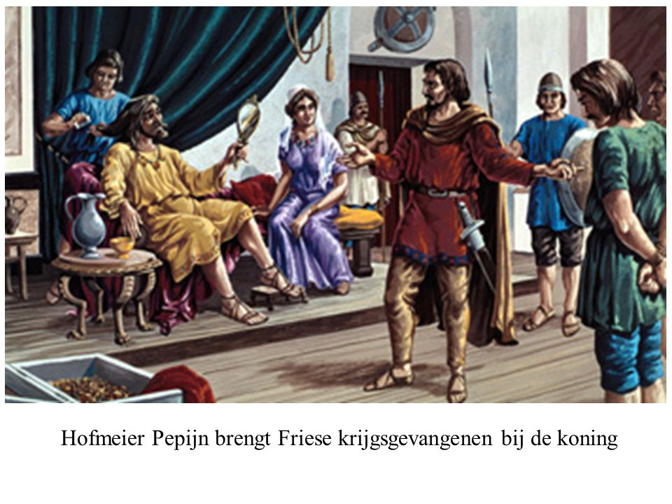 Hofmeier Pepijn brengt Friese krijgsgevangenen bij de koning