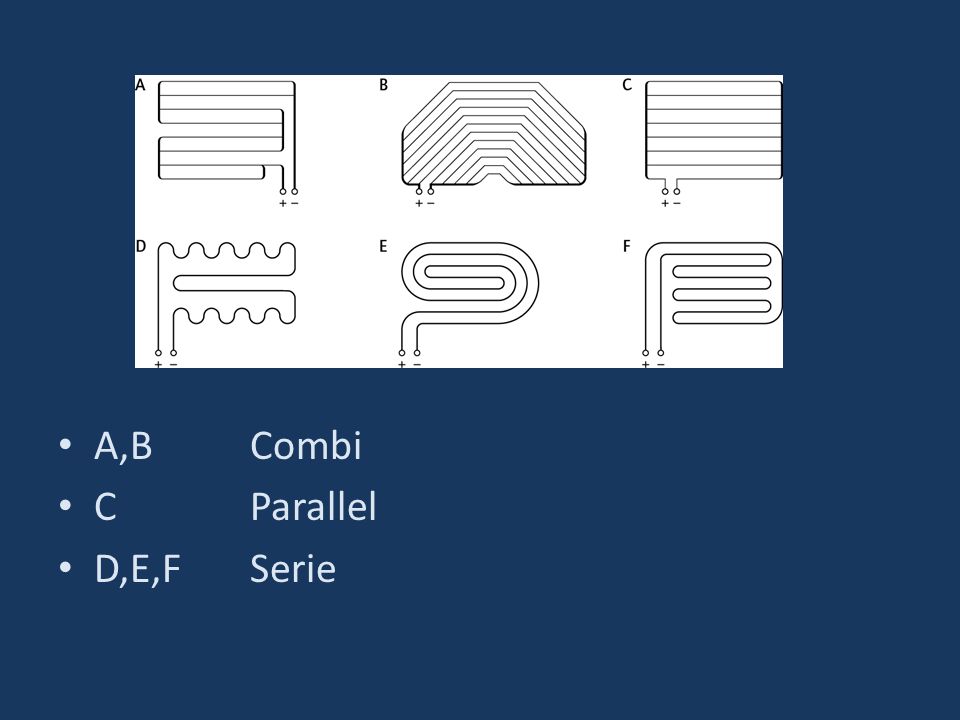 A,B Combi C Parallel D,E,F Serie