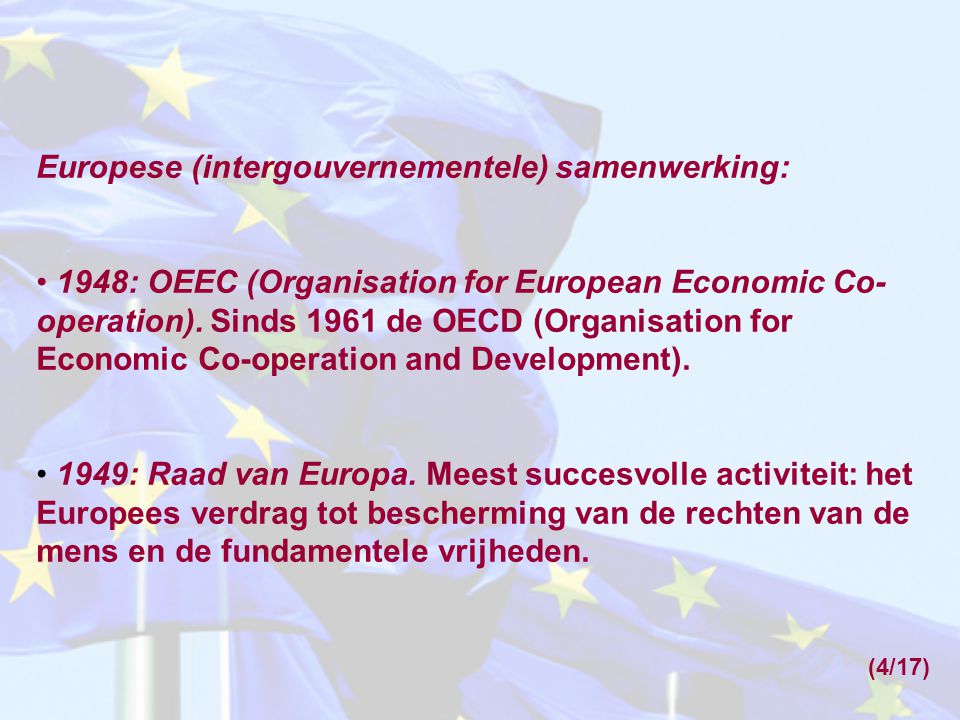 Europese (intergouvernementele) samenwerking: