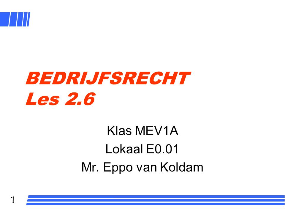 Klas MEV1A Lokaal E0.01 Mr. Eppo van Koldam
