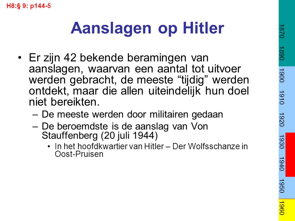 H8:§ 9: p Aanslagen op Hitler.