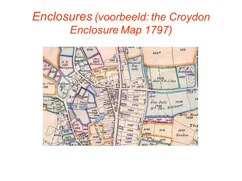 Enclosures (voorbeeld: the Croydon Enclosure Map 1797)