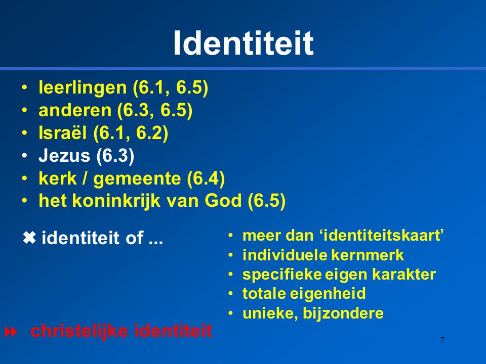 Identiteit leerlingen (6.1, 6.5) anderen (6.3, 6.5) Israël (6.1, 6.2)