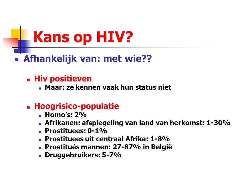 Kans op HIV Afhankelijk van: met wie Hiv positieven