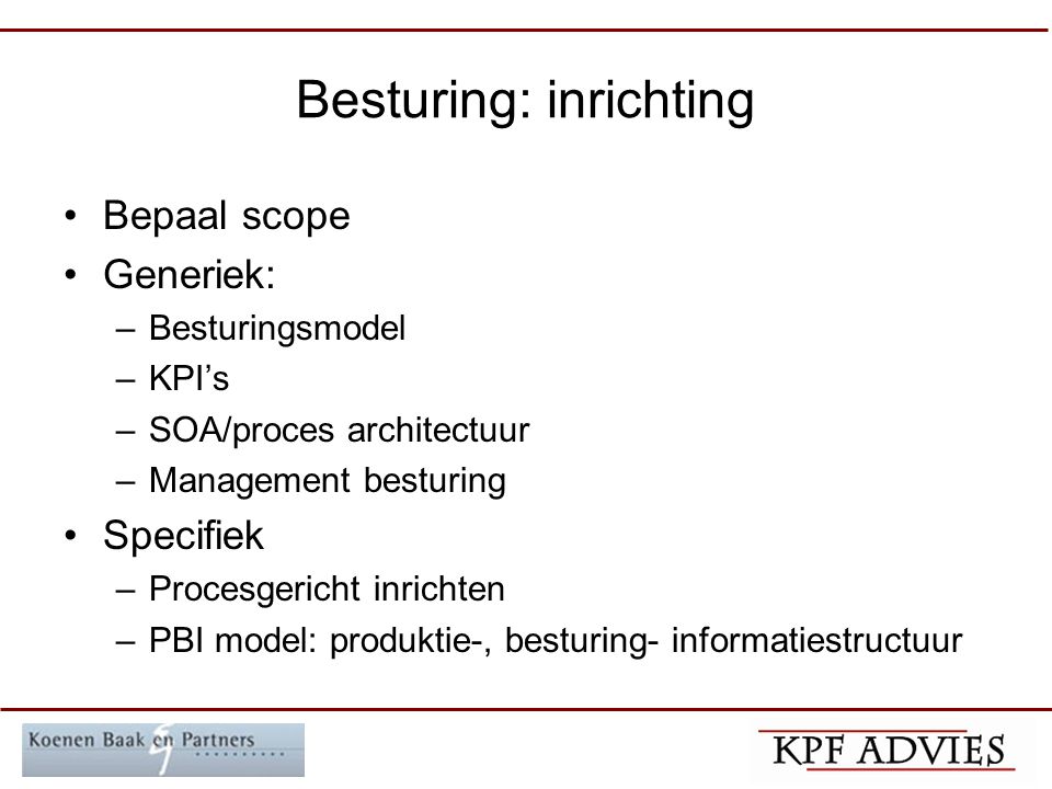 Besturing: inrichting