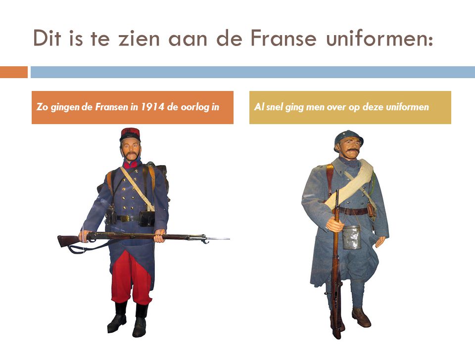 Dit is te zien aan de Franse uniformen: