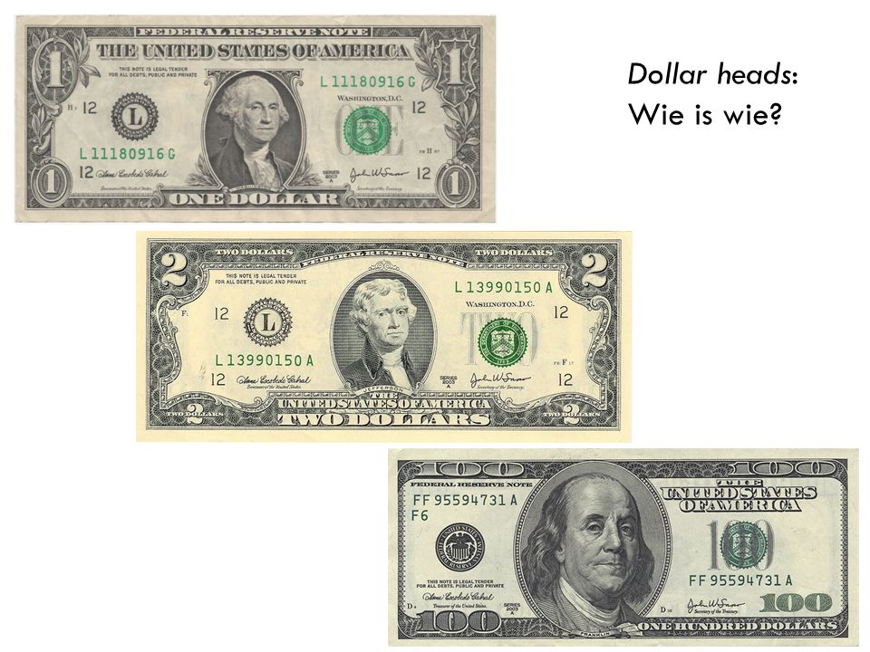 Dollar heads: Wie is wie