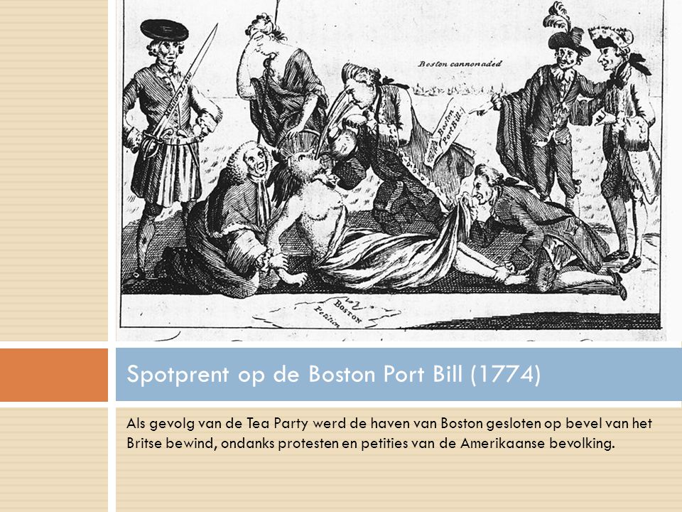 Spotprent op de Boston Port Bill (1774)