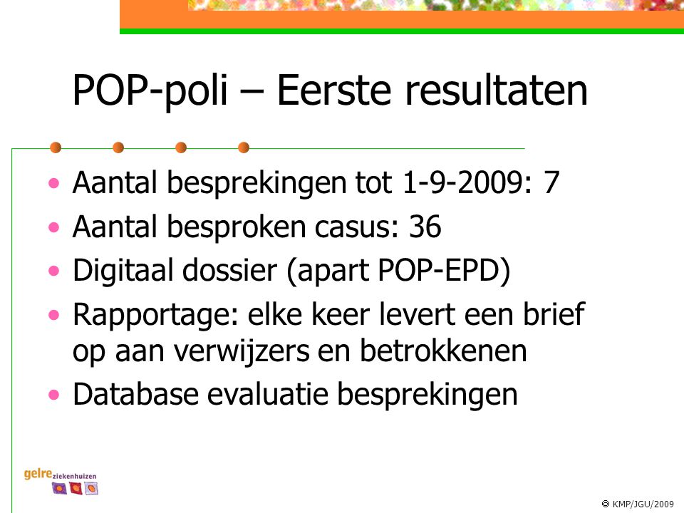 POP-poli – Eerste resultaten