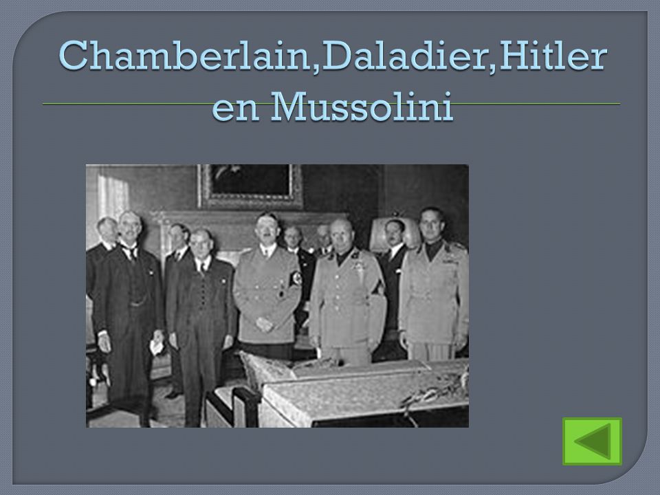 Chamberlain,Daladier,Hitler en Mussolini
