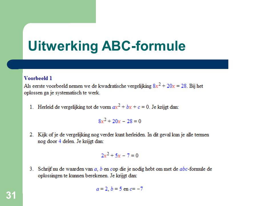 Uitwerking ABC-formule
