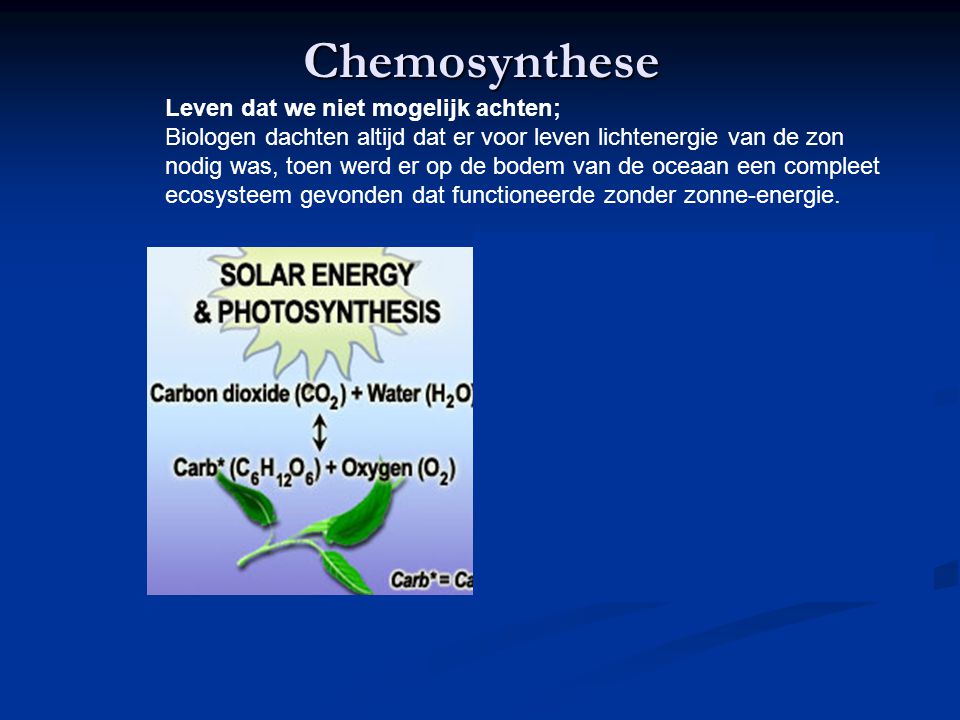 Chemosynthese Leven dat we niet mogelijk achten;
