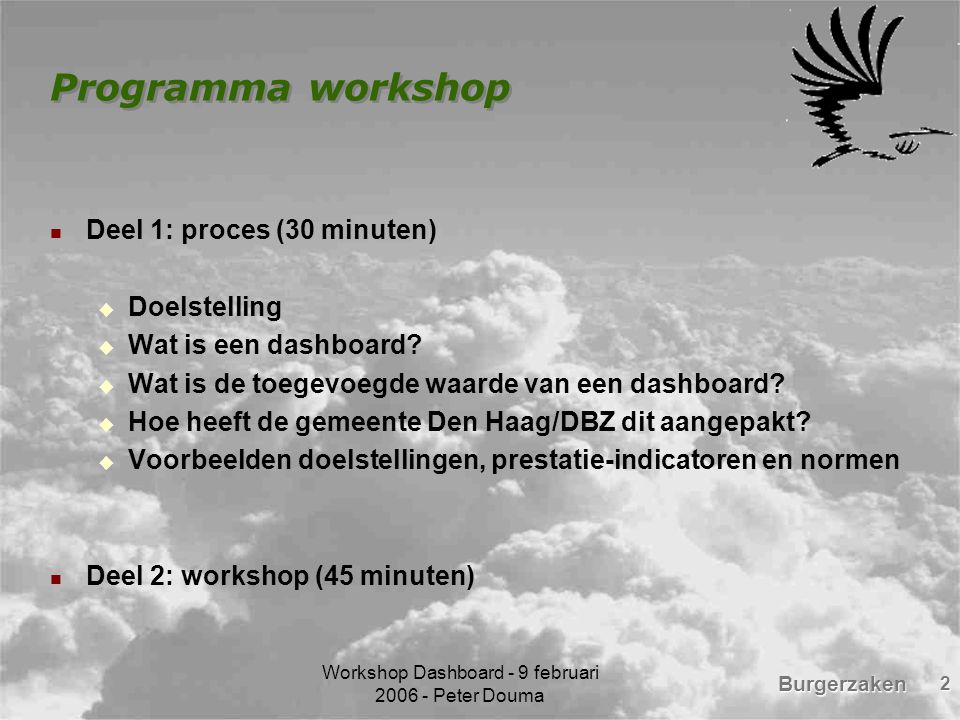 Workshop Dashboard - 9 februari Peter Douma