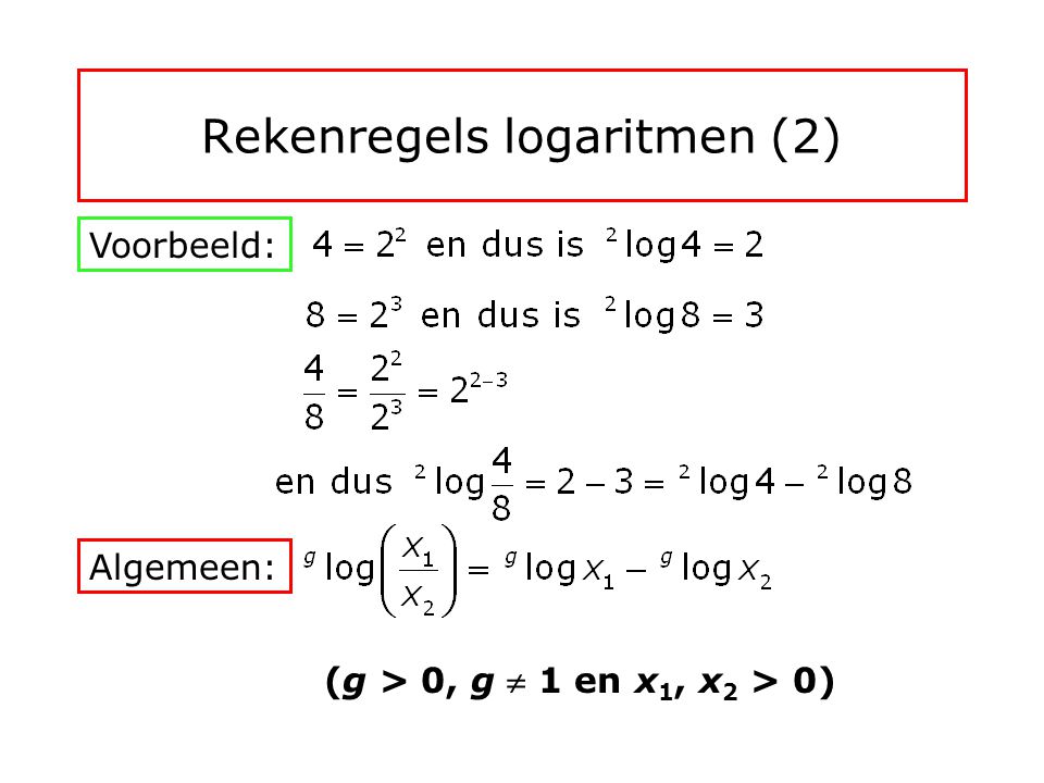Rekenregels logaritmen (2)