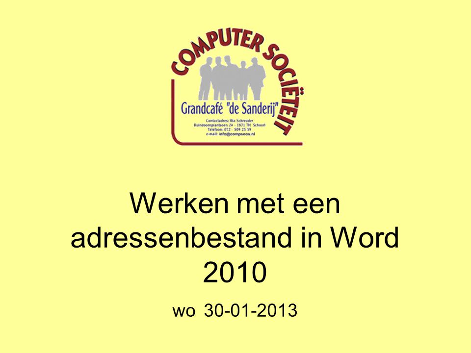 Werken met een adressenbestand in Word 2010 wo