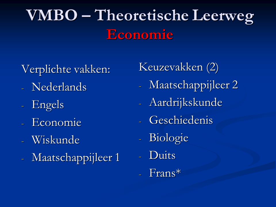 VMBO – Theoretische Leerweg Economie