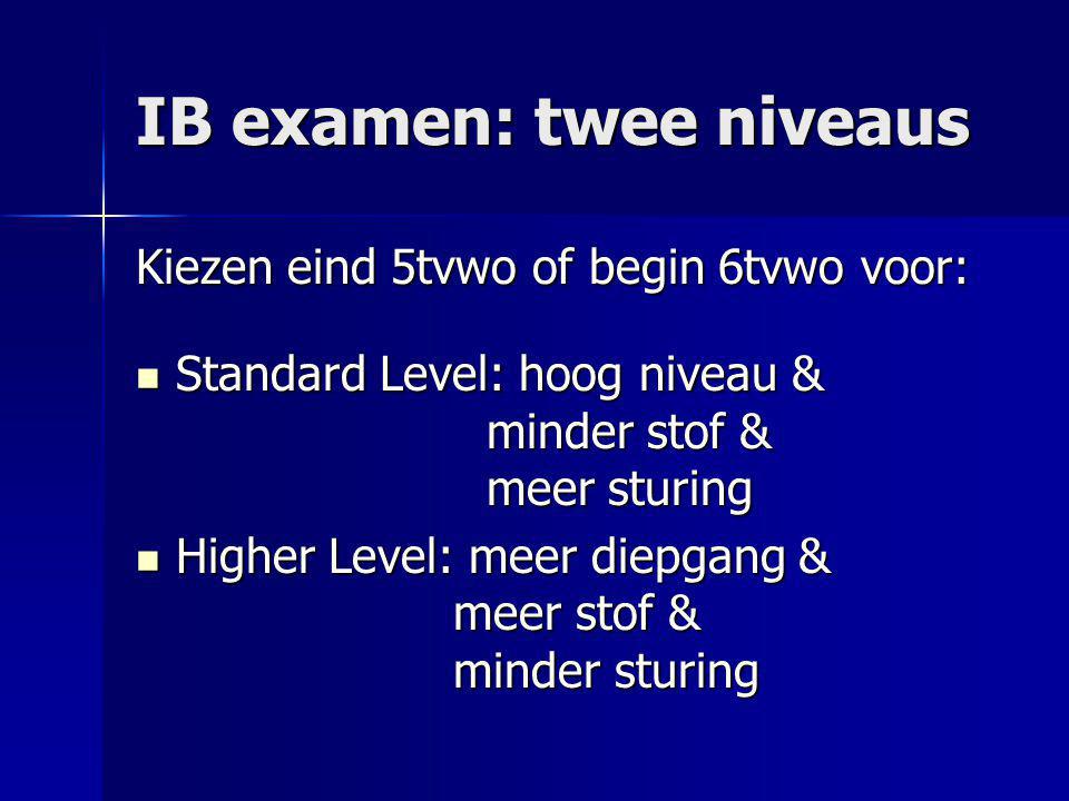 IB examen: twee niveaus