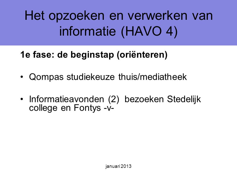 Het opzoeken en verwerken van informatie (HAVO 4)