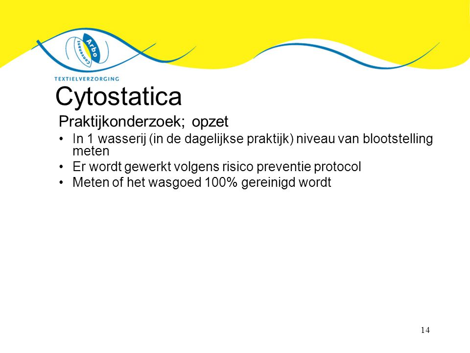 Cytostatica Praktijkonderzoek; opzet