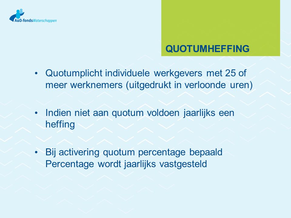 Quotumheffing Quotumplicht individuele werkgevers met 25 of meer werknemers (uitgedrukt in verloonde uren)