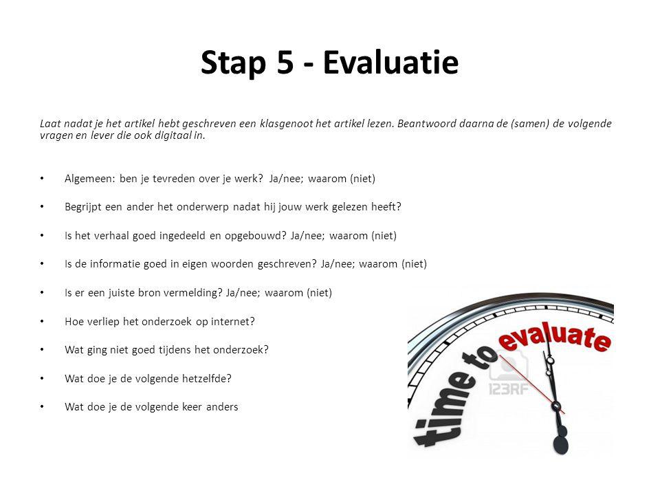 Stap 5 - Evaluatie