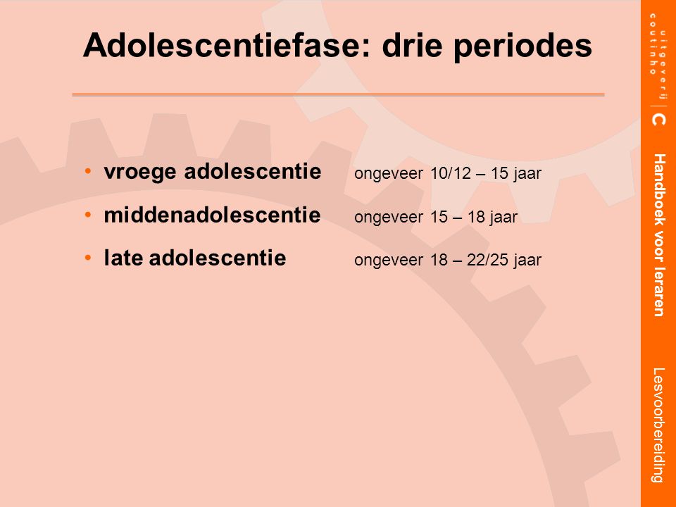 Adolescentiefase: drie periodes
