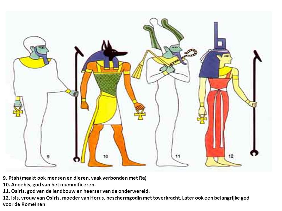 9. Ptah (maakt ook mensen en dieren, vaak verbonden met Ra) 10
