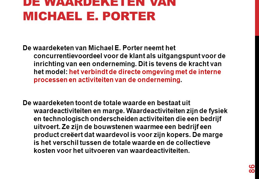 De waardeketen van Michael E. Porter