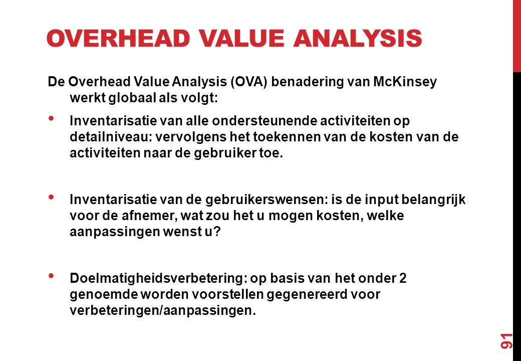 Overhead Value Analysis