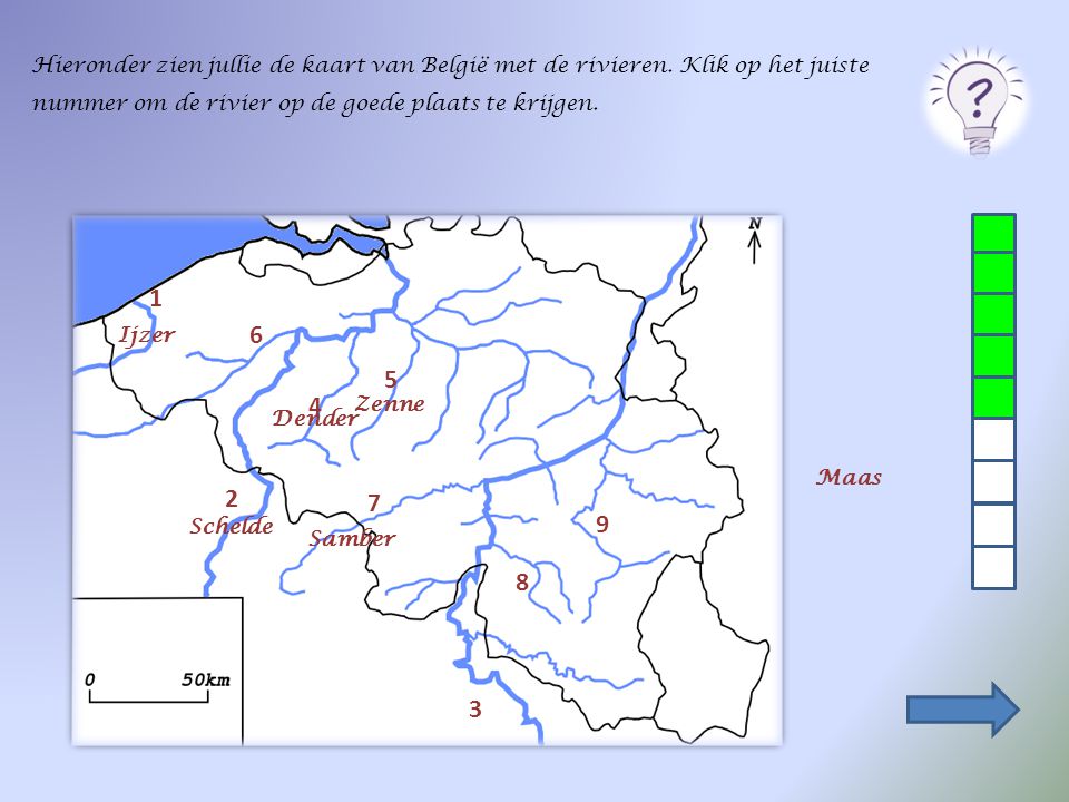 Hieronder zien jullie de kaart van België met de rivieren