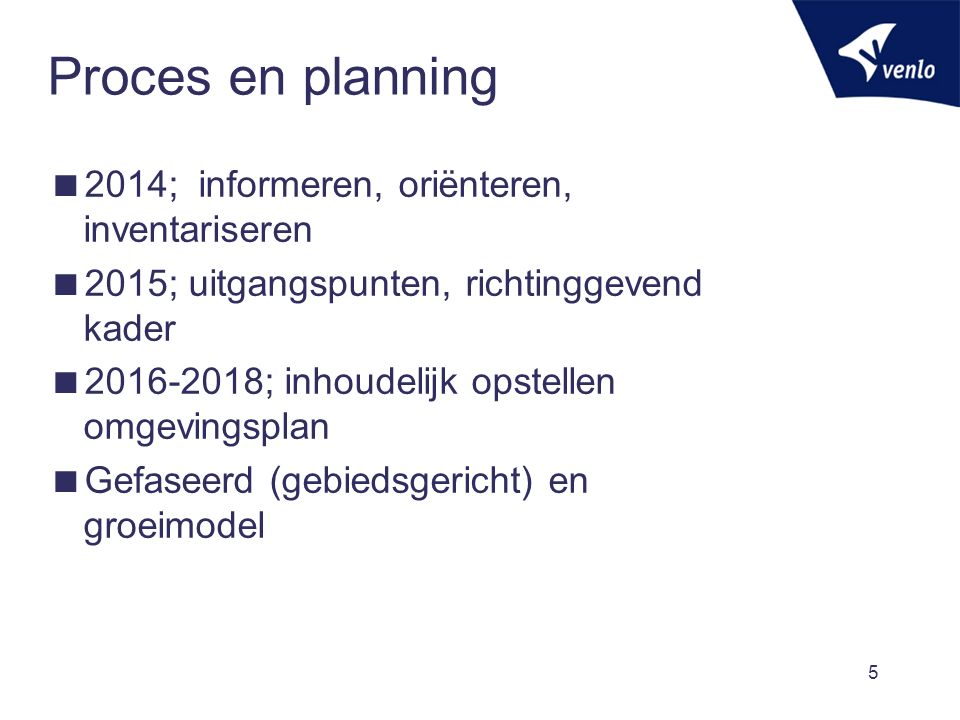 Proces en planning 2014; informeren, oriënteren, inventariseren