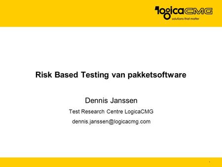 Risk Based Testing van pakketsoftware
