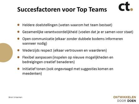 Succesfactoren voor Top Teams