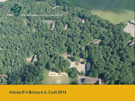 Inloop D’n Brooy d.d. 2 juli 2014. Welkom Stand van Zaken besluitvorming gemeente Toelichting plannen en proces Vragenronde.