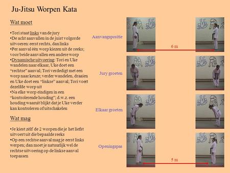 Ju-Jitsu Worpen Kata Wat moet Wat mag Tori staat links van de jury