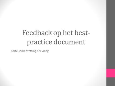 Feedback op het best-practice document