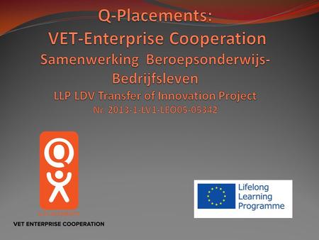 Q-Placements: VET-Enterprise Cooperation Samenwerking Beroepsonderwijs-Bedrijfsleven LLP LDV Transfer of Innovation Project Nr. 2013-1-LV1-LEO05-05342.