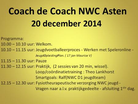Coach de Coach NWC Asten