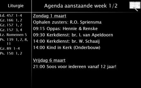 Agenda aanstaande week 1/2