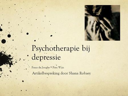 Psychotherapie bij depressie Frans de Jonghe – Pien Wijn