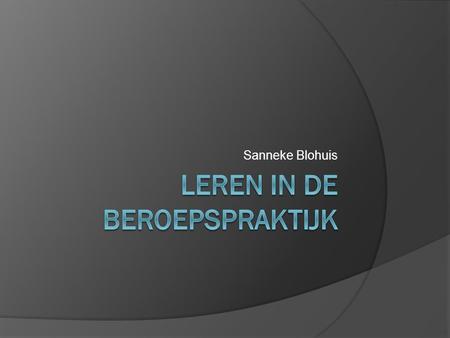 Leren in de beroepspraktijk