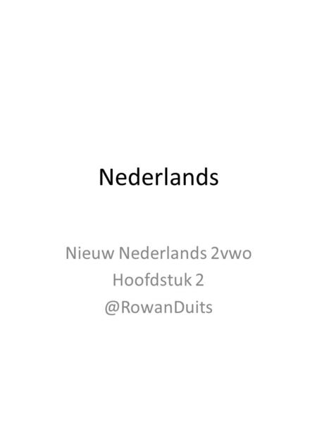 Nieuw Nederlands 2vwo Hoofdstuk