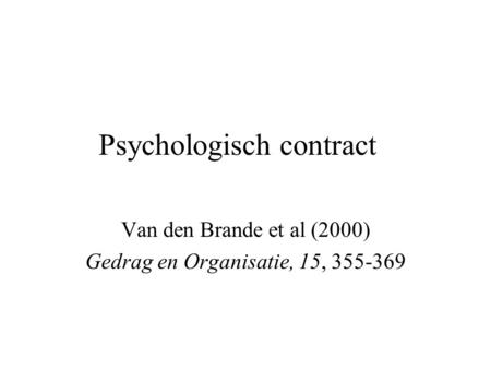 Psychologisch contract