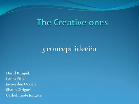 The Creative ones 3 concept ideeën David Kimpel Laura Prins
