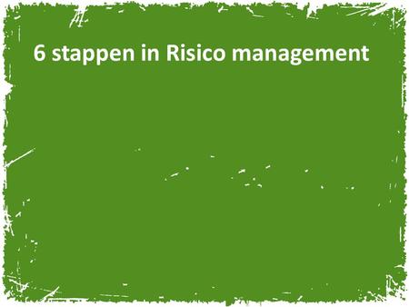 6 stappen in Risico management