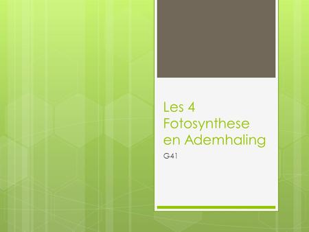 Les 4 Fotosynthese en Ademhaling