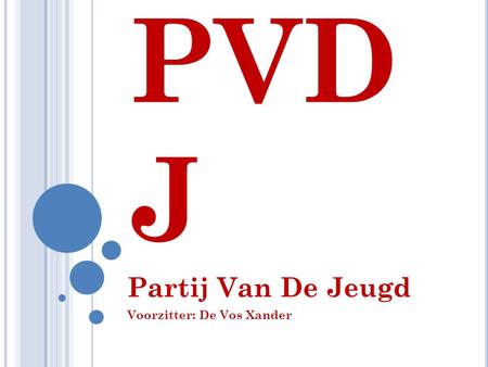 PVD J Partij Van De Jeugd Voorzitter: De Vos Xander.