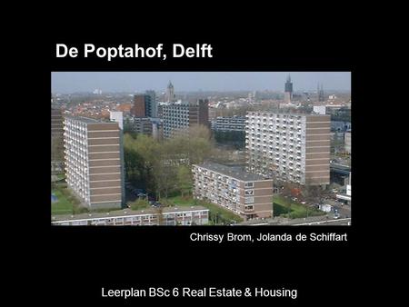 Leerplan BSc 6 Real Estate & Housing Chrissy Brom, Jolanda de Schiffart De Poptahof, Delft.